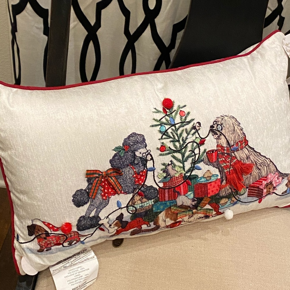 COPY - Pier 1 Park Ave Pups LITE UP Christmas pillow NEW